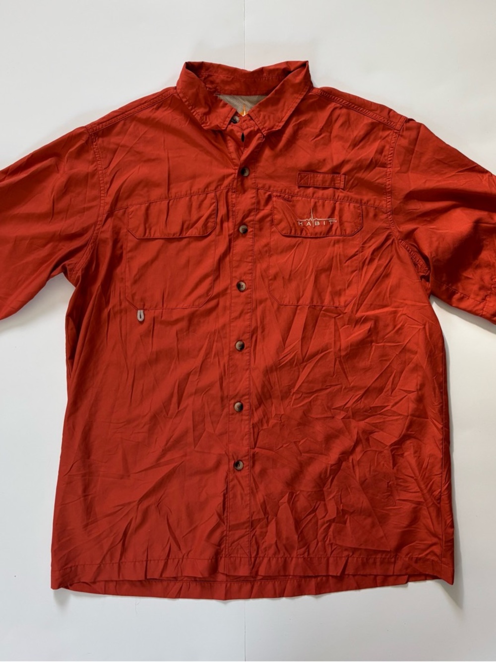 Habit Men's Casual Button-Down Fishing Shirt - Rust Orange